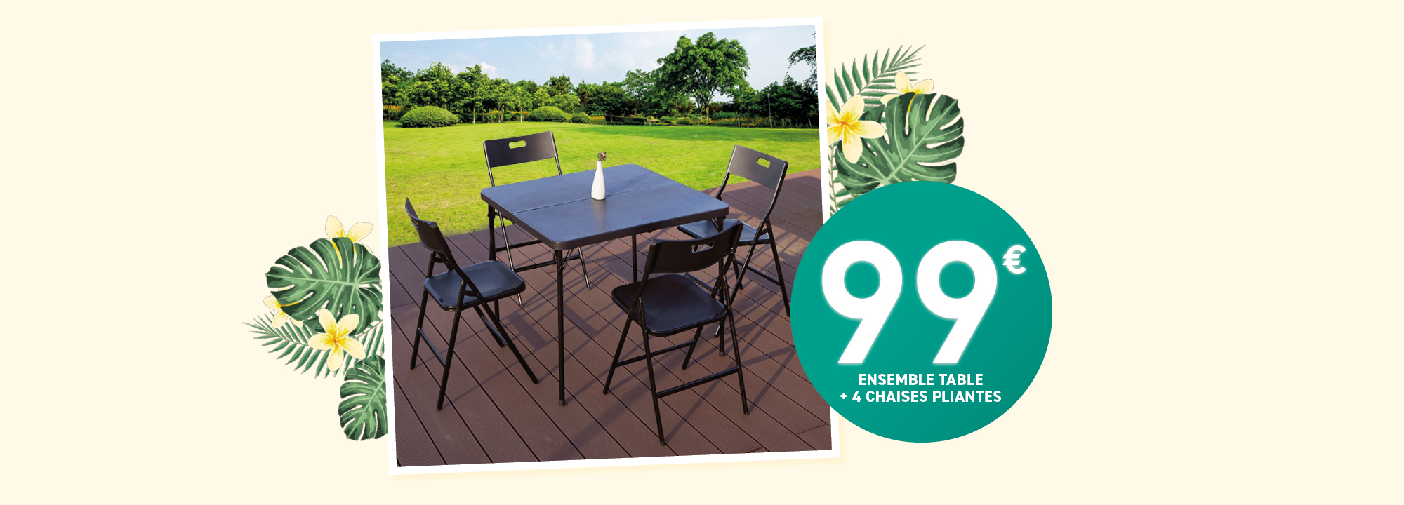 Ensemble Table et 4 chaises Pliantes